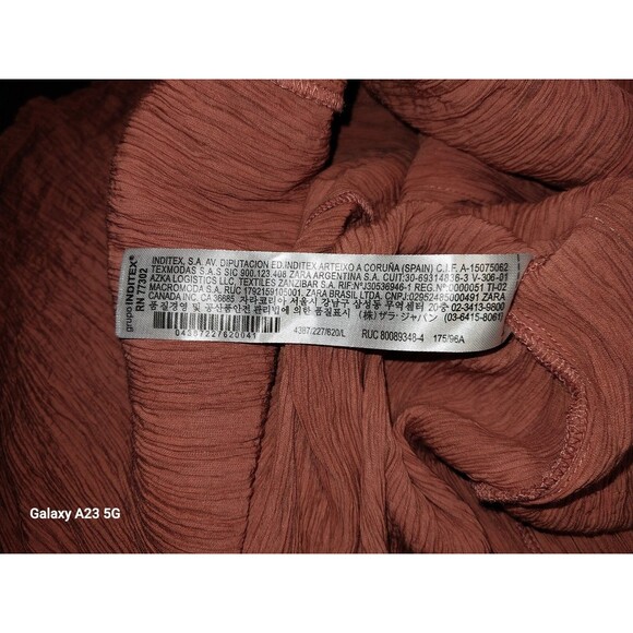 ZARA Shirt Dress Large Belted Crinkle Textured Knee Length Pockets Terra Cotta - Picture 9 of 9